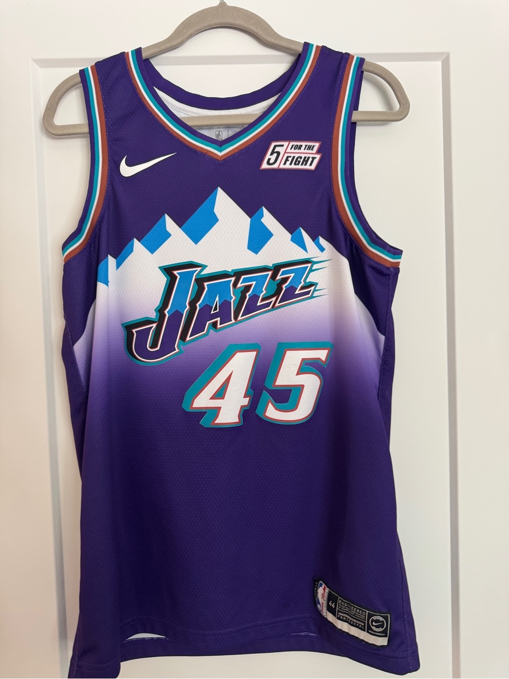 Nike Purple Utah Jazz #45 Donovan Mitchell Jersey with Teal and Pink Accents